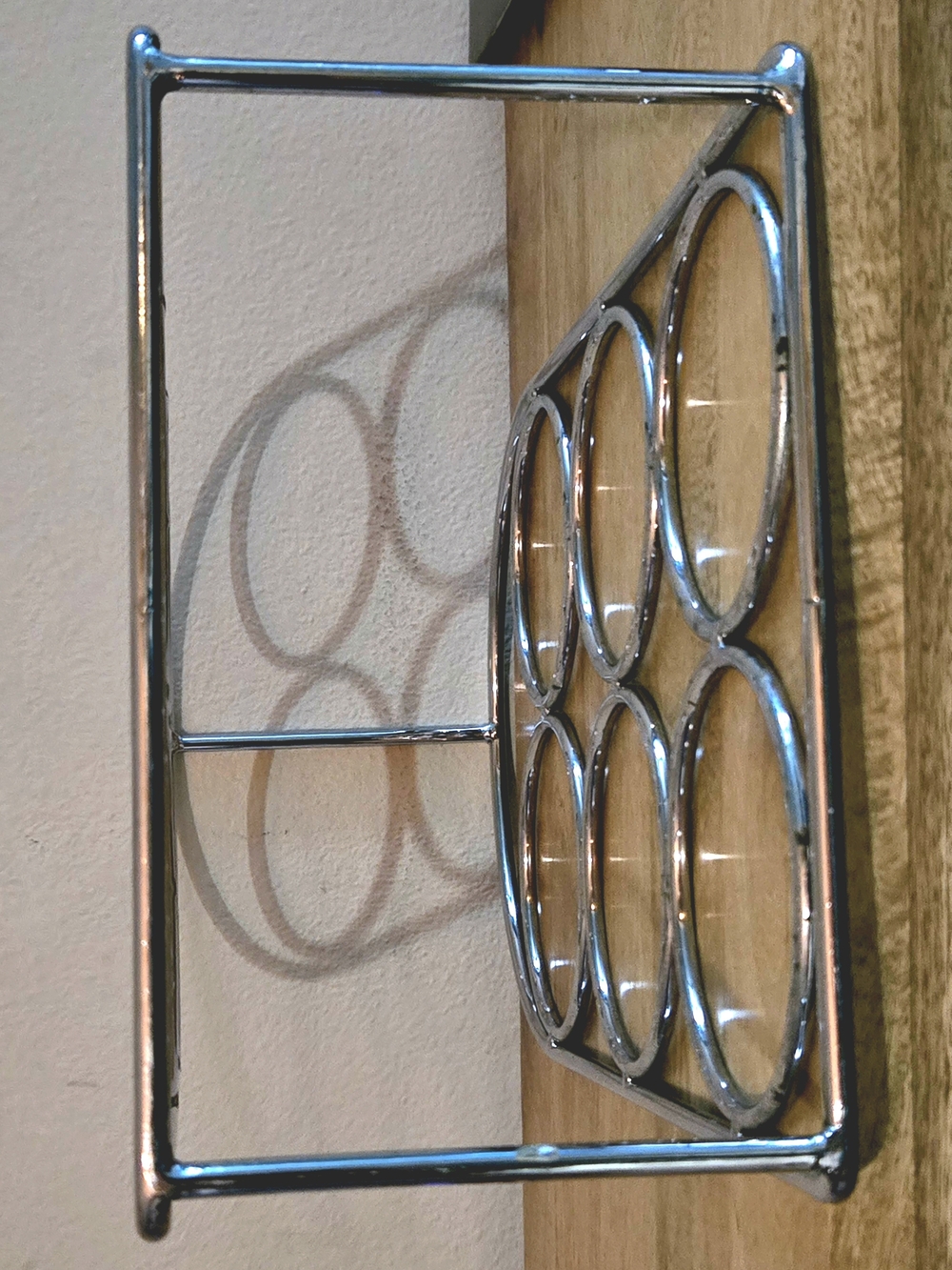 Arched Chrome Metal 6 Bottle Kitchen Wine Rack Storage Countertop Display (Read) - Picture 3 of 4